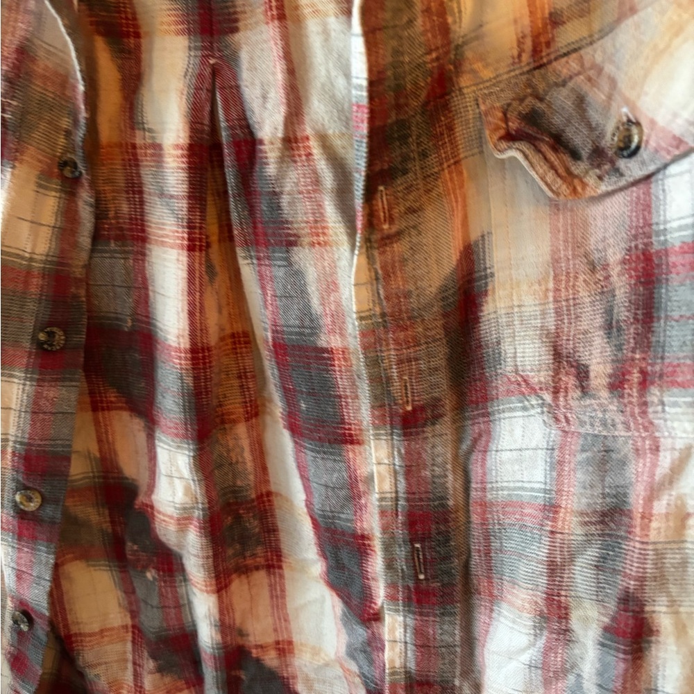 Franklin Flannels Distressed Casual Plaid Button Down Shirt Medium - Picture 4 of 7